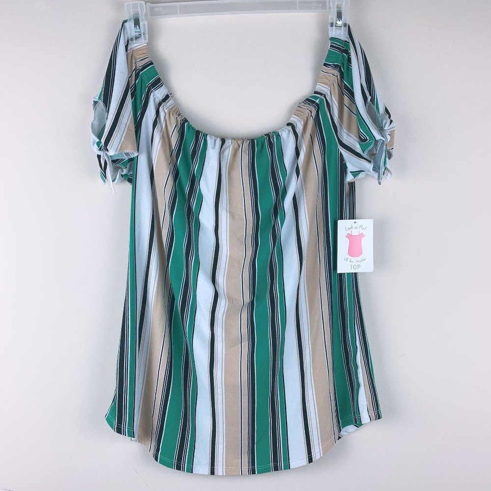 🔥3/15 NWT Bobbie Brooks Retro Off-Shoulder Blouse